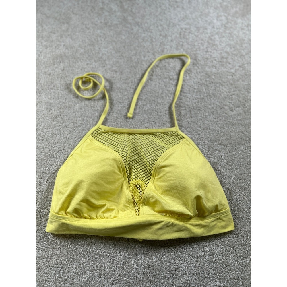 Raisins Women's Yellow Bikini Top Halter Mesh Size M Nylon